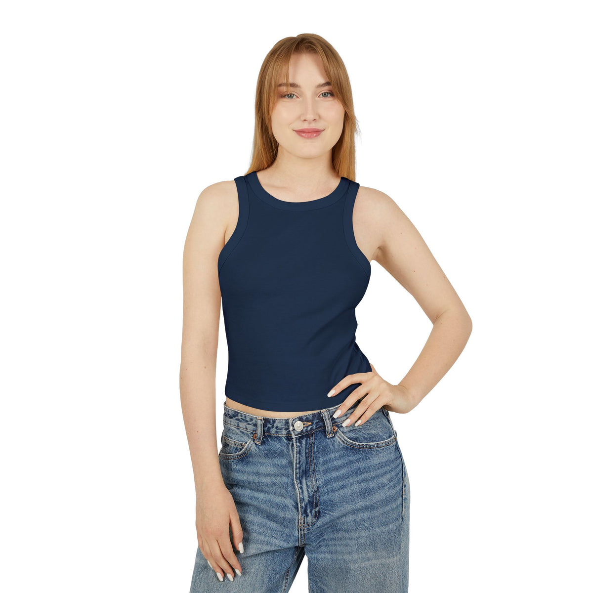 Navy/Gray The Dailey Method Women’s Micro Rib Racer Tank Top - Stylish Workout Essential