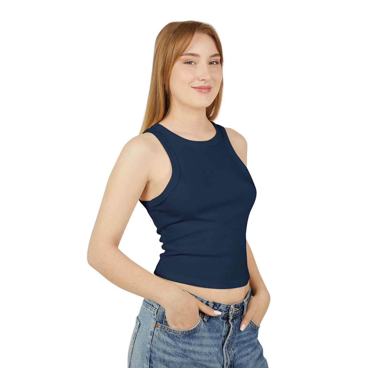 Navy/Gray The Dailey Method Women’s Micro Rib Racer Tank Top - Stylish Workout Essential